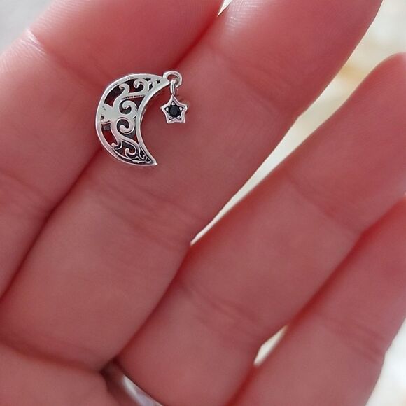 925 Silver Moon & Star Charm - Picture 2 of 8
